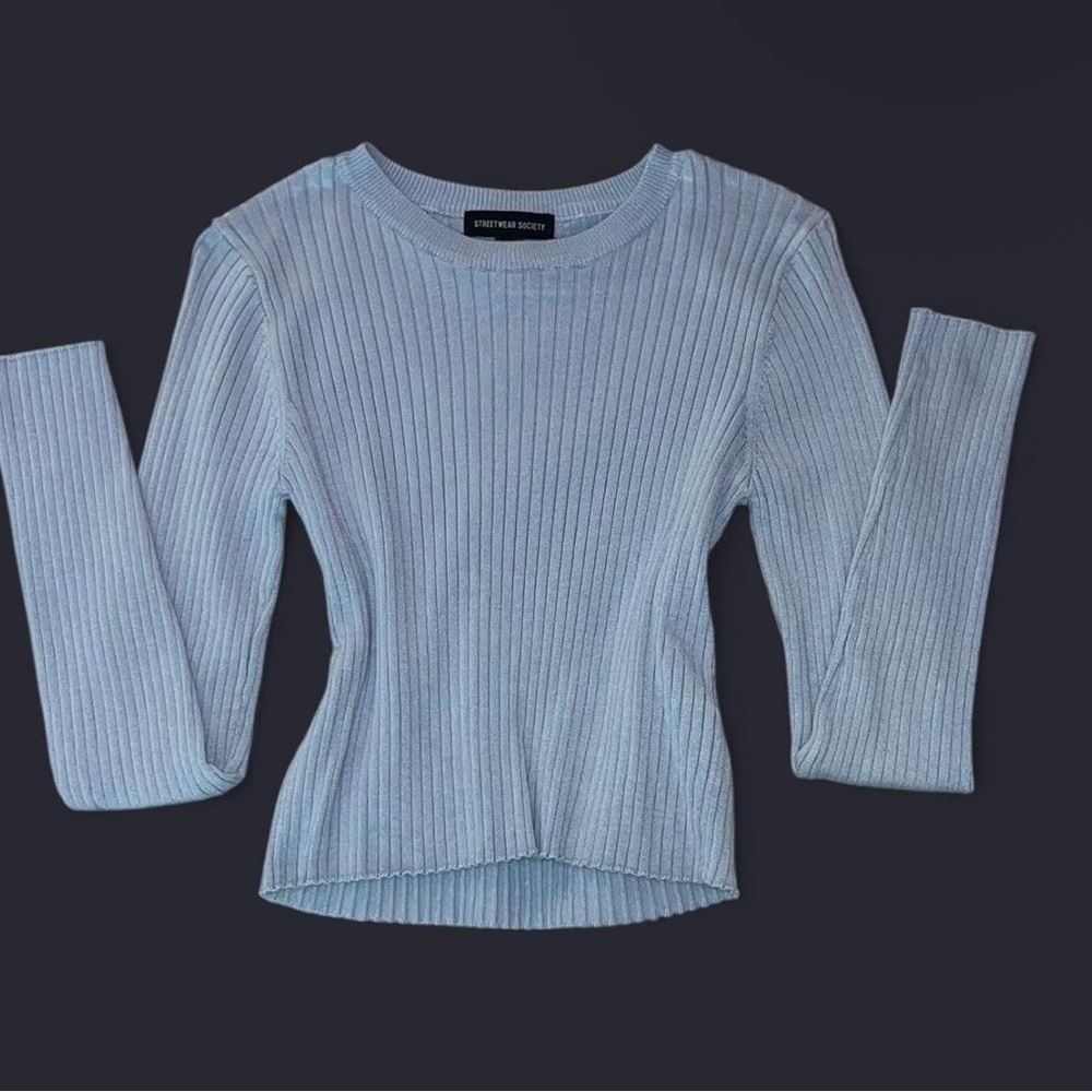 Brandy Melville Ribbed Gray Long Sleeve Top